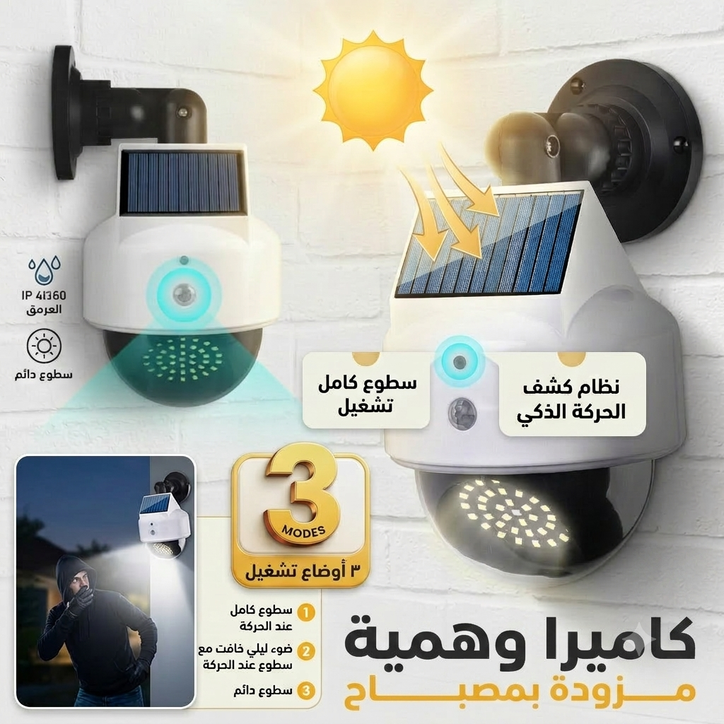 LED كاميرا وهمية متحركة مزودة بمصباح